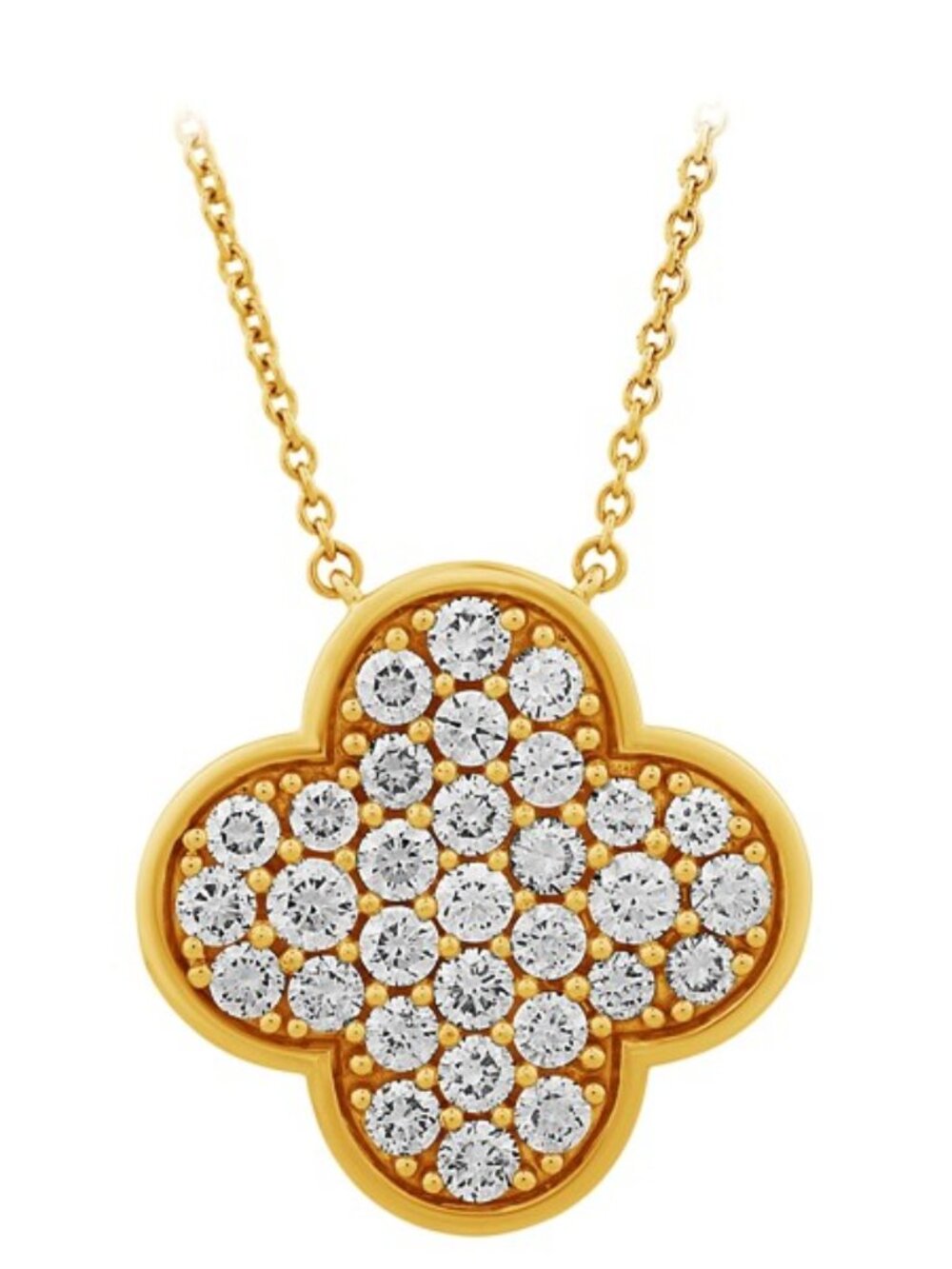 2.00 Carat Natural Diamond Clover Necklace Pendant 14K Yellow Gold 18'' chain